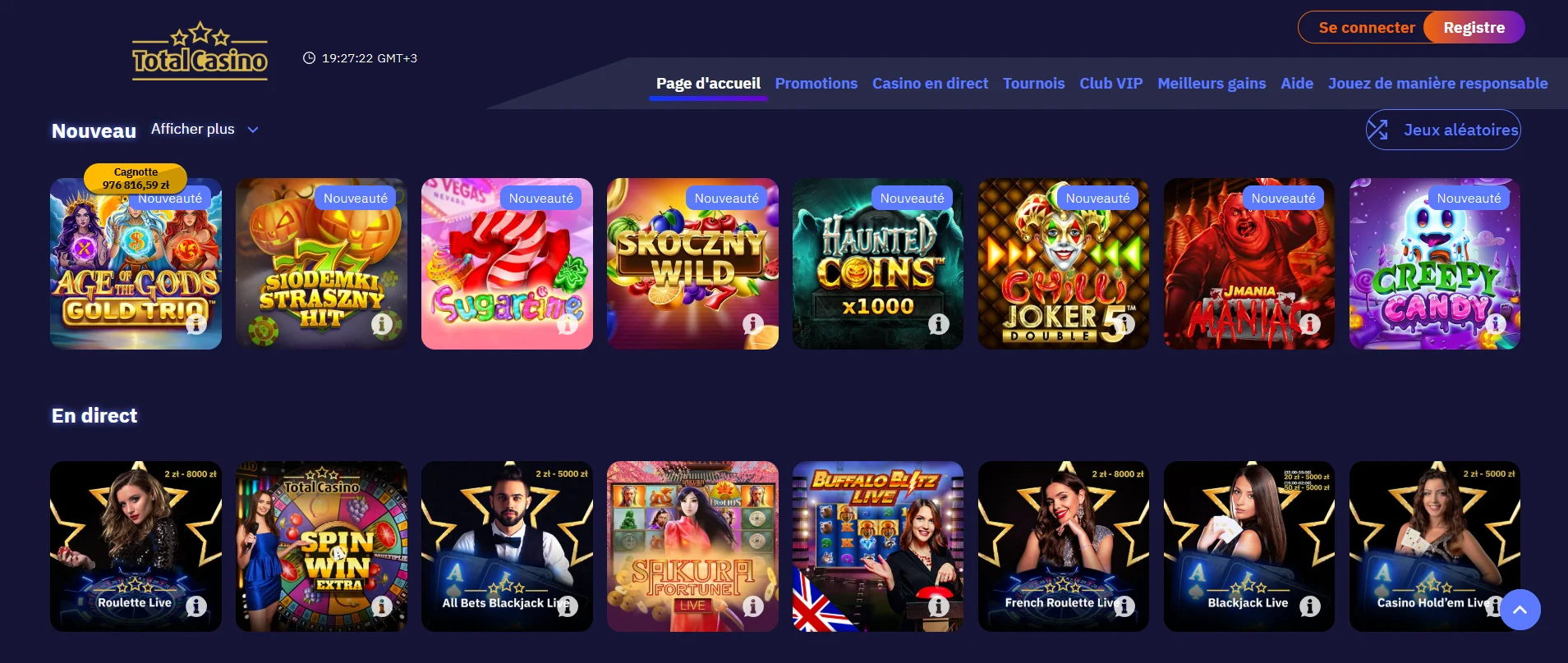 Total Casino : ses jeux