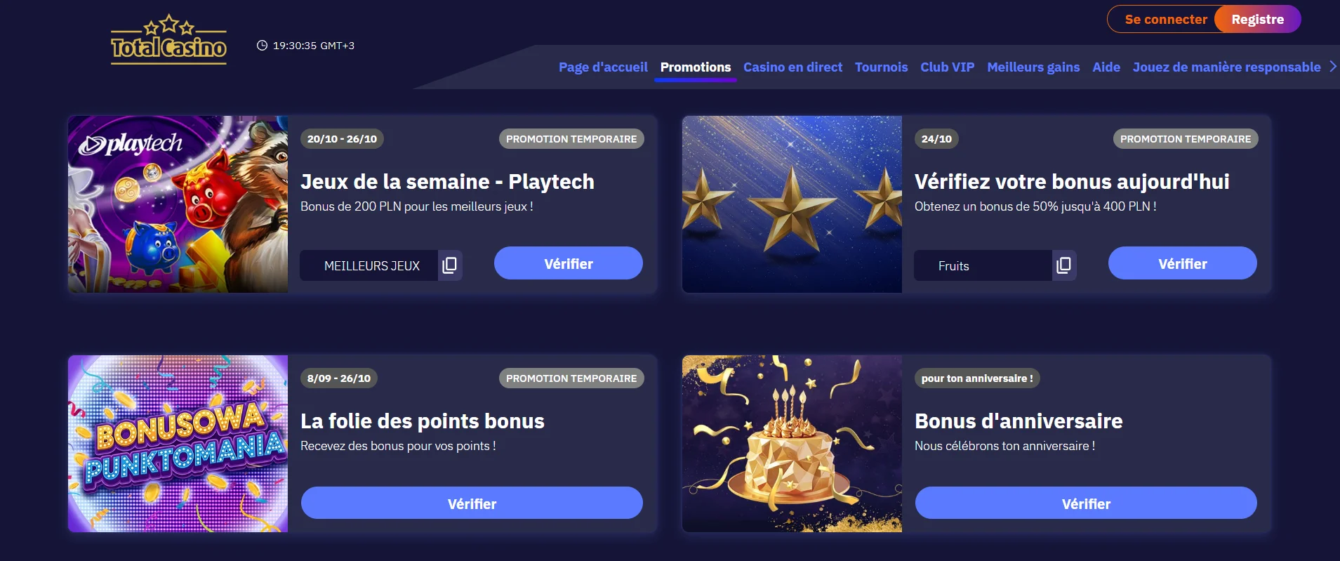 Total Casino : bonus sans dépôt